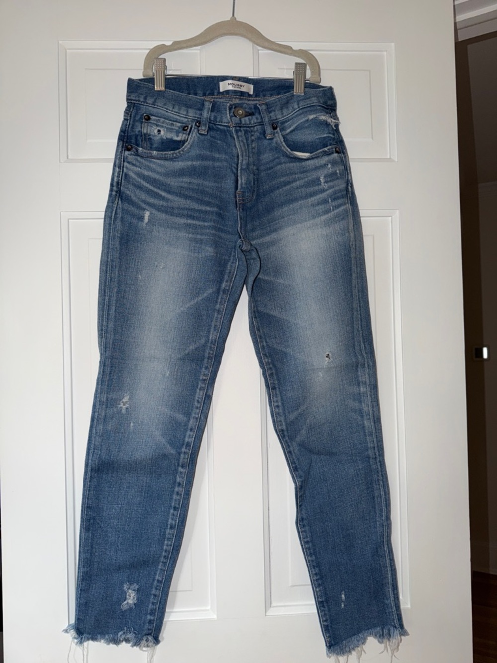 Moussy Light Wash Relaxed Straight Jeans